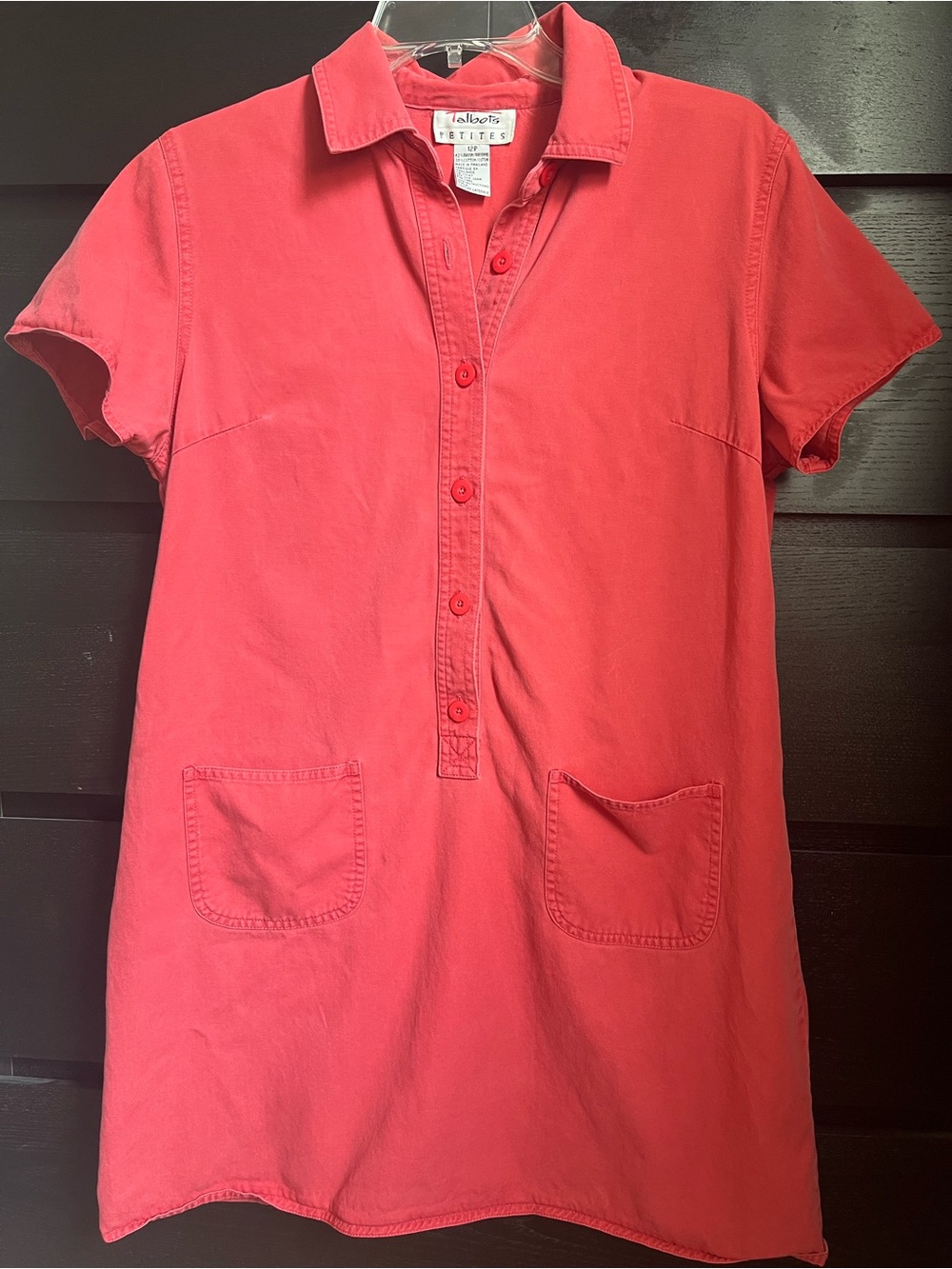 Talbots Petites Coral Utility Dress Coastal Beach Preppy Resort Chic Classic 12P